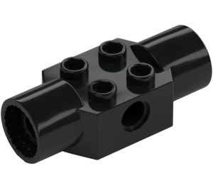 LEGO Black Brick 2 x 2 with Hole and Two Rotation Joint Sockets (48172 / 48461)