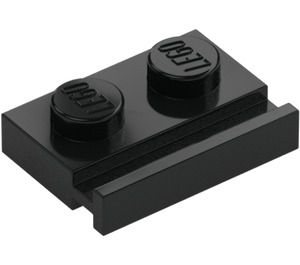 LEGO Black Plate 1 x 2 with Door Rail (32028)