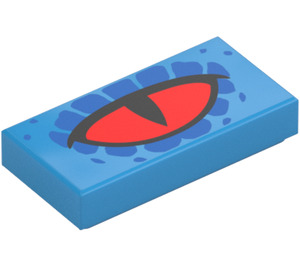 LEGO Tile 1 x 2 with Red Eye with Blue with Groove (3069 / 104841)