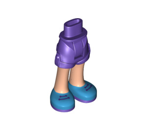 LEGO Hip with Rolled Up Shorts with Blue Shoes with Purple Laces with Thick Hinge (35556 / 35557)