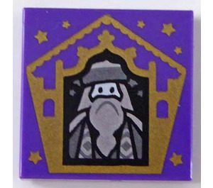LEGO Tile 2 x 2 with Chocolate Frog Card Albus Dumbledore Gold with Groove (3068)