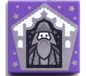 LEGO Tile 2 x 2 with Chocolate Frog Card Albus Dumbledore Silver Pattern with Groove (3068)
