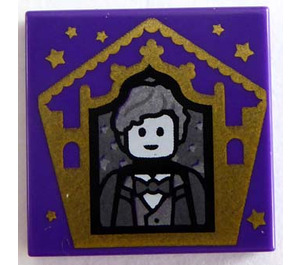 LEGO Tile 2 x 2 with Chocolate Frog Card Newt Scamander with Groove (3068)