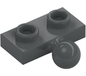 LEGO Dark Stone Gray Plate 1 x 2 with Middle Ball Joint (14417)