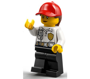 LEGO Firefighter Chief with Ponytail Hair and Red Hat and Glasses Minifigure