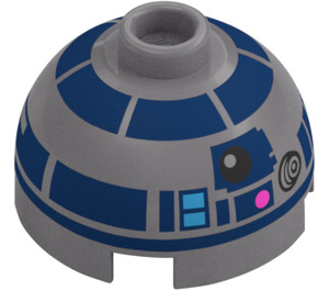 LEGO Brick 2 x 2 Round with Dome Top with R2-D2 Astromech Droid Head (Hollow Stud, Axle Holder) (18841 / 66823)