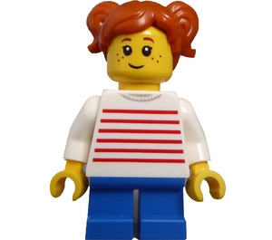 LEGO Girl with White Sweater with Red Stripes Minifigure