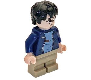 LEGO Harry Potter with Dark Blue Jacket and Dark Tan Legs with Dirt Stains (Lopsided Grin / Open Mouth Smile) Minifigure