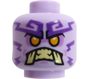 LEGO Lavender Head with Tusks Medium Lavender Tattoos (Rumble Keeper) (Recessed Solid Stud) (3626 / 71542)