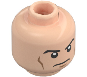 LEGO Light Flesh Minifigure Head with Black Eyebrows, Cheek Lines and Frown (Recessed Solid Stud) (3626 / 76086)