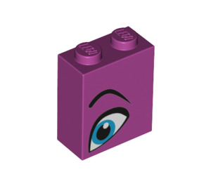 LEGO Magenta Brick 1 x 2 x 2 with Blue Eye Left with Inside Stud Holder (3245 / 52086)