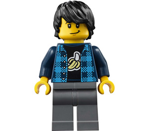 LEGO Man in Dark Blue Plaid Shirt with Banana Logo Minifigure