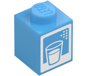 LEGO Brick 1 x 1 with Milk Carton Label (Glass of Milk) (3005 / 73783)