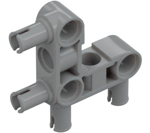 LEGO Medium Stone Gray Cross Block Beam Bent 90 Degrees with 4 Pins (49130 / 55615)