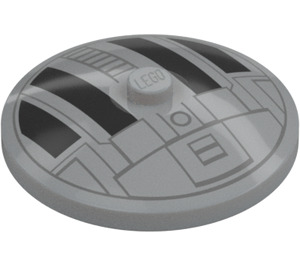 LEGO Medium Stone Gray Dish 4 x 4 with Star Wars Hatch Black and Gray (Solid Stud) (38373 / 104747)