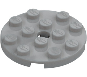 LEGO Medium Stone Gray Plate 4 x 4 Round with Hole and Snapstud (60474)