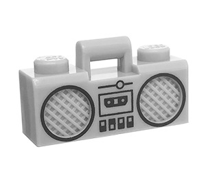 LEGO Medium Stone Gray Radio with Black Trim and Cassette (25202 / 93221)