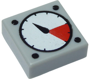 LEGO Medium Stone Gray Tile 1 x 1 with Pressure Gauge with Groove with Black Bolts (3070 / 83484)