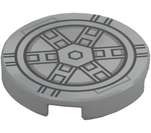 LEGO Medium Stone Gray Tile 2 x 2 Round with TIE Bomber Pattern with Bottom Stud Holder (14769 / 101648)