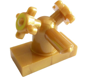 LEGO Pearl Gold Tap 1 x 2 with Two Handles (Small Handles) (13770 / 28920)