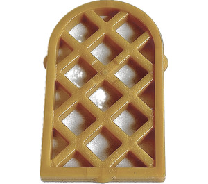 LEGO Pearl Gold Window Pane 1 x 2 x 2.7 Rounded Top with Diamond Lattic (29170 / 30046)