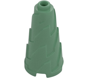 LEGO Sand Green Cone 2 x 2 x 3 with Spikes and Completely Open Stud (28598)