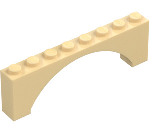 LEGO Tan Arch 1 x 8 x 2 Raised, Thin Top without Reinforced Underside (16577 / 40296)