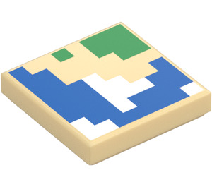 LEGO Tile 2 x 2 with Blue and Green Pixels with Groove (1005 / 3068)