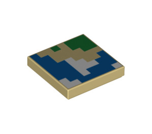 LEGO Tile 2 x 2 with Blue and Green Pixels with Groove (1005 / 3068)
