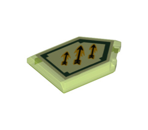 LEGO Transparent Bright Green Tile 2 x 3 Pentagonal with Arrow Strike Power Shield (22385 / 24559)