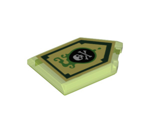 LEGO Transparent Bright Green Tile 2 x 3 Pentagonal with Venom Bite Power Shield (22385 / 24596)