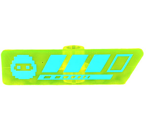 LEGO Transparent Neon Green Gameplayer Label with Medium Azure Ninja Head and Stripes Pattern (Recessed Solid Stud)