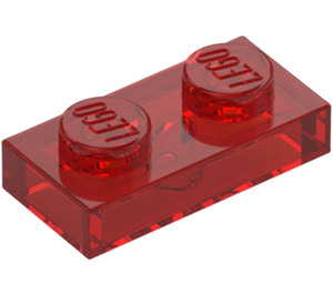 LEGO Transparent Red Plate 1 x 2 (3023 / 28653)