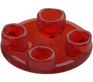 LEGO Transparent Red Plate 2 x 2 Round with Rounded Bottom (2654 / 28558)