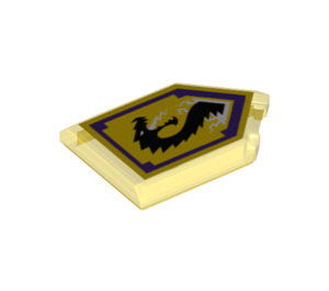 LEGO Transparent Yellow Tile 2 x 3 Pentagonal with Storm Dragon Power Shield (22385 / 24580)