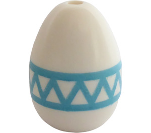 LEGO White Egg with Easter Egg Medium Azure Lines (24946)