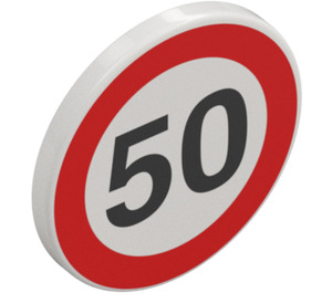 LEGO Roadsign Clip-on 2 x 2 Round with '50' Speed Limit (30261 / 83388)