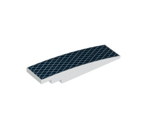LEGO White Slope 2 x 8 Curved with Dark Blue Diamond Grid (42918 / 66172)