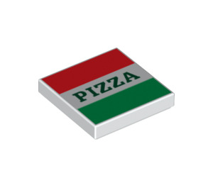LEGO Tile 2 x 2 with Red and Green Stripes and Pizza with Groove (3068 / 29716)