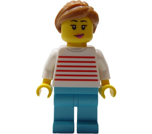 LEGO Woman in White Sweater with Red Stripes Minifigure