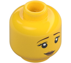 LEGO Yellow Dual Sided Female Head with Worried / Scared Face (Recessed Solid Stud) (3626 / 23177)