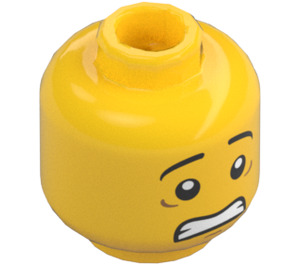 LEGO Yellow Dual-Sided Male Head with Scared Face / Lopsided Smile (Recessed Solid Stud) (3626 / 32729)