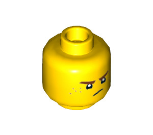 LEGO Yellow Head Reddish Brown Eyebrows and Freckles Pattern (Recessed Solid Stud) (3626 / 33849)