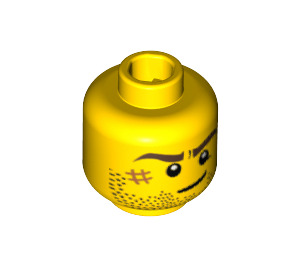 LEGO Yellow Head with Stubble, Scar and Crooked Smile (Recessed Solid Stud) (10260 / 14759)