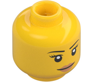 LEGO Yellow Minifigure Female Head with Pink Lips (Recessed Solid Stud) (10261 / 14927)