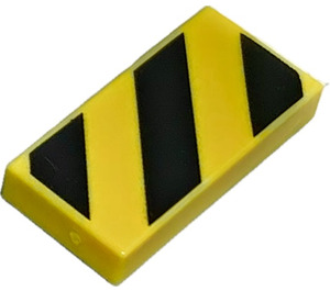 LEGO Tile 1 x 2 with Black Danger Stripes with Small Yellow Corners with Groove (3069 / 73819)