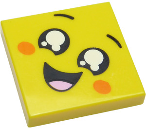LEGO Tile 2 x 2 with Smiling Face with Tears and Tongue with Groove (3068)