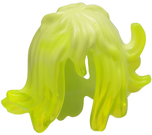 LEGO Yellowish Green Mid-Length Wavy Hair with Transparent Neon Green Sides with Spikes (53801)