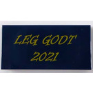 LEGO Tile 2 x 4 with 'LEG GODT' and '2021' (87079)