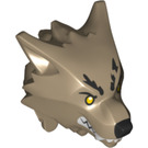 LEGO Wolf Head with Yellow Eyes and Cut Left Eyebrow (100192)